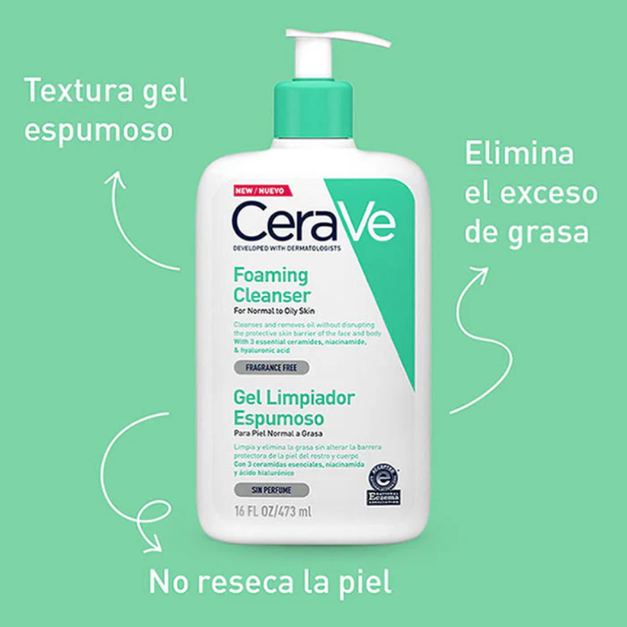 GEL LIMPIADOR ESPUMOSO PIEL NORMAL A GRASA 473 ML.
