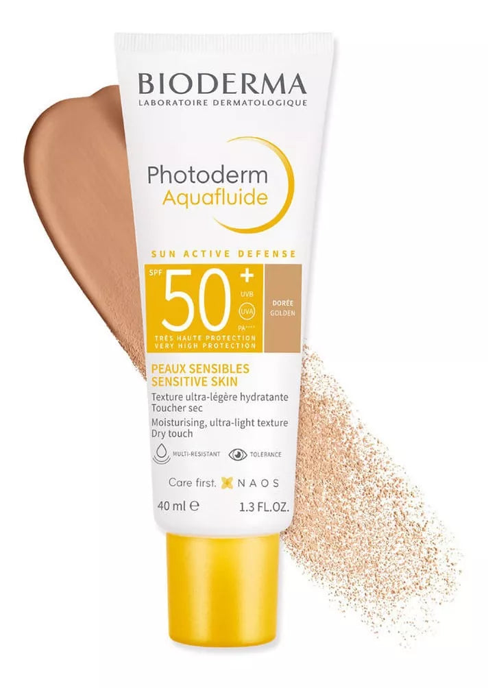 PHOTODERM AQUAFLUIDO FPS 50+ TOQUE SECO TONO DORADO 40 ML.