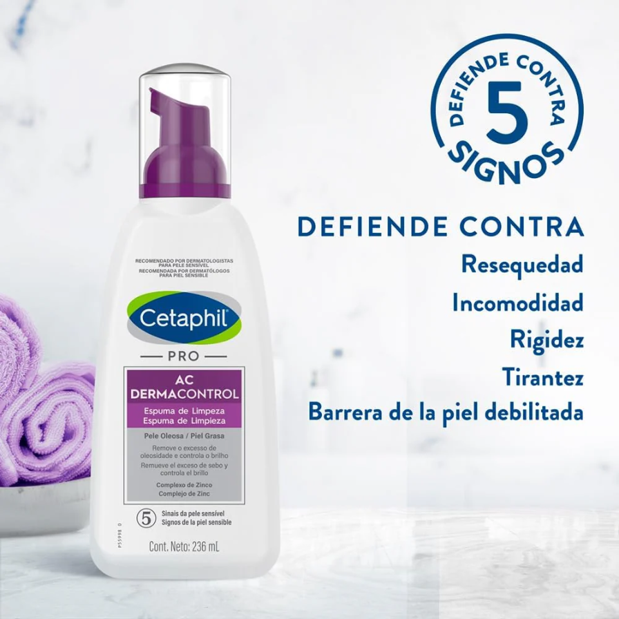 CETAPHIL PRO AC DERMACONTROL ESPUMA DE LIMPIEZA PIEL GRASA 236 ML.