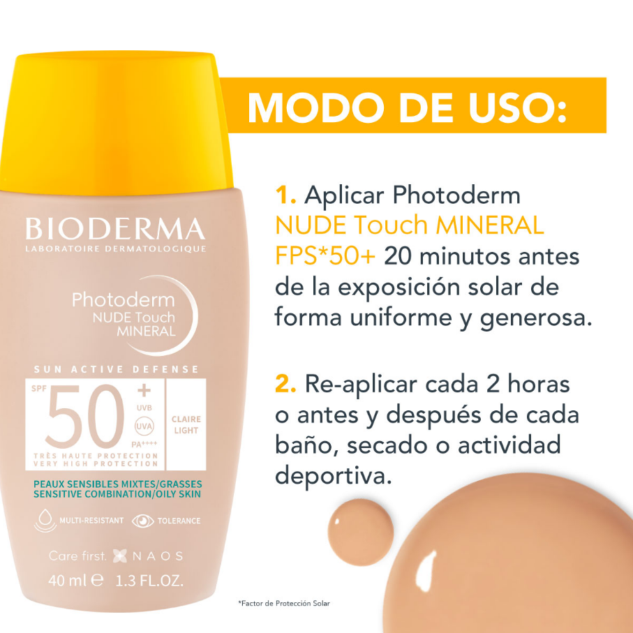 PHOTODERM NUDE TOUCH FPS 50+ TONO CLARO 40 ML.