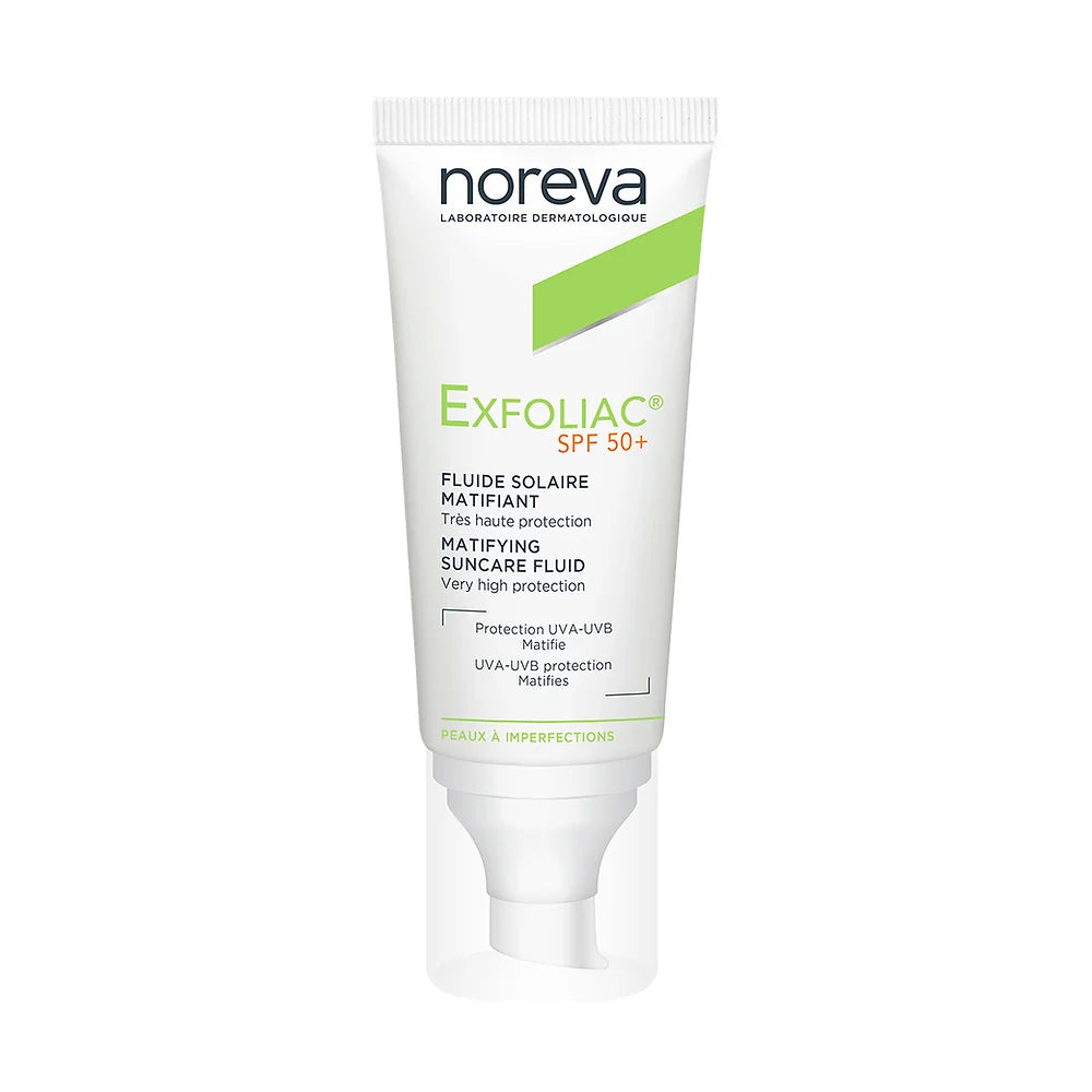 EXFOLIAC PROTECTOR SOLAR FLUIDO MATIFICANTE FPS 50+ MUY ALTA PROTECCIÓN 40 ML.