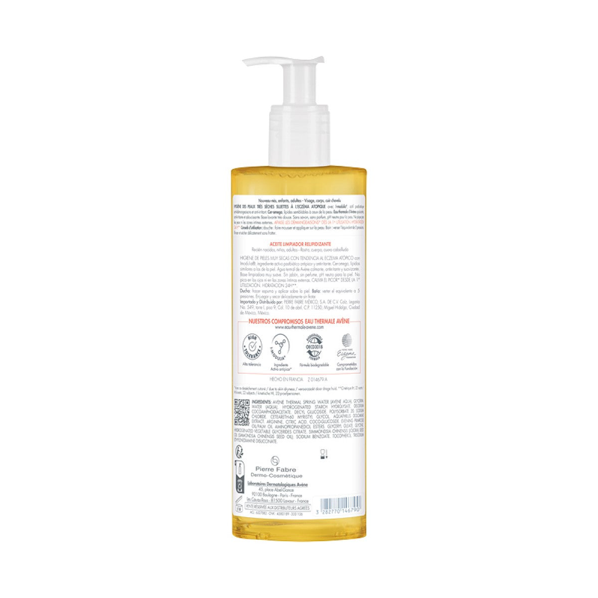 AVÉNE - XERACALM A.D ACEITE DERMO-LIMPIADOR RELIPIDIZANTE 400 ML.