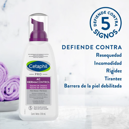 CETAPHIL PRO AC DERMACONTROL ESPUMA DE LIMPIEZA PIEL GRASA 236 ML.