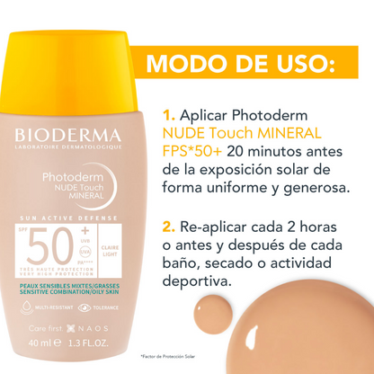 PHOTODERM NUDE TOUCH FPS 50+ TONO CLARO 40 ML.