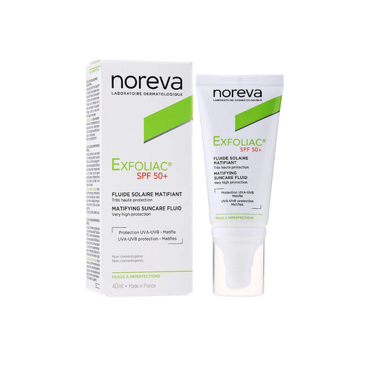 EXFOLIAC PROTECTOR SOLAR FLUIDO MATIFICANTE FPS 50+ MUY ALTA PROTECCIÓN  40 ML.